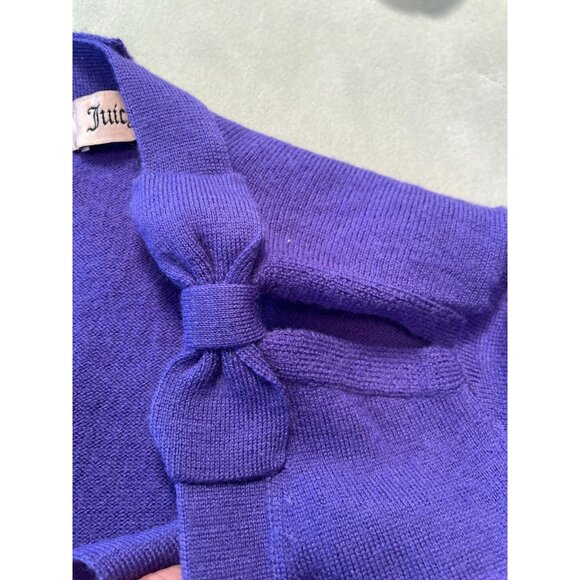 Juicy Couture Purple Bow Back Cardigan XS Sweater 100% Wool Cottagecore Bows Y2K - Picture 11 of 14